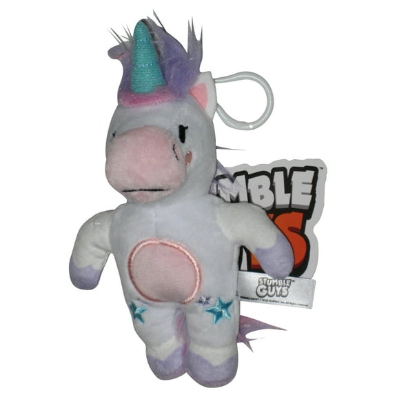 Stumble Guys PMI Kids World 5-Inch Sprinkles White Unicorn Clip-On Plush Toy