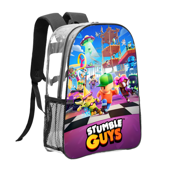 Stumble Guys Pattern Transparent Backpack Lightweight And fashionable Showcasing Personality And Leading The Trend