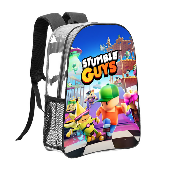Stumble Guys Pattern Transparent Backpack Lightweight And fashionable Showcasing Personality And Leading The Trend