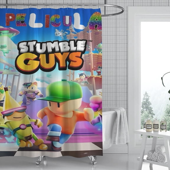 Stumble Guys shower curtain exhibits a captivating design, is waterproof for your convenience, and is quick to hang, making it perfect for trendy bathrooms. Size: 59" x 71" (150 x 180 cm).