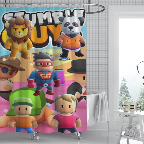 Stumble Guys shower curtain features a classic print, is waterproof for easy care, and installs quickly, ideal for enhancing your bathrooms appeal. Size: 59" x 71" (150 x 180 cm).