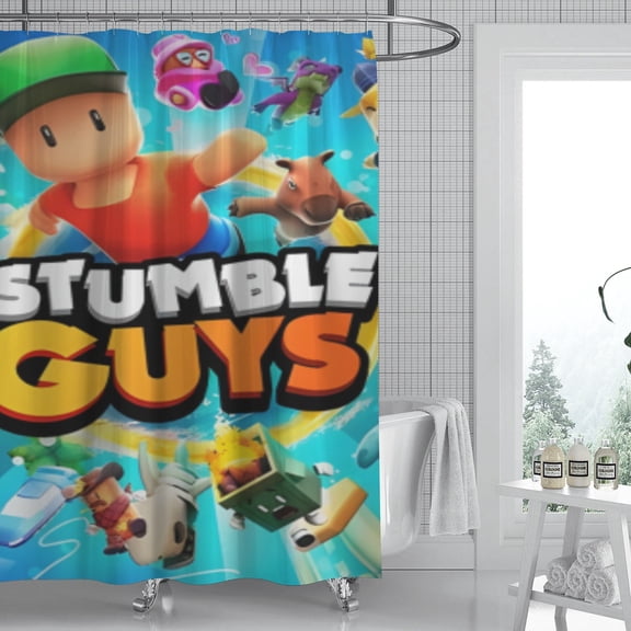 Stumble Guys shower curtain showcases a popular design, is waterproof, and can be swiftly hung, perfectly elevating your bathroom's ambiance. Size: 59" x 71" (150 x 180 cm).