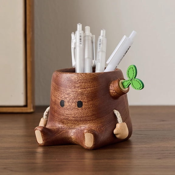 Stump Pen Holder Wooden Desk Organizer Pencil Cup For Stationery Makeup Brushes Desktop Decor Solid Wood