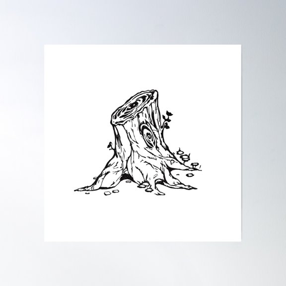 Stump Sketch Poster Wall Art, Modern Wall Decor, 30x30 UNFRAMED