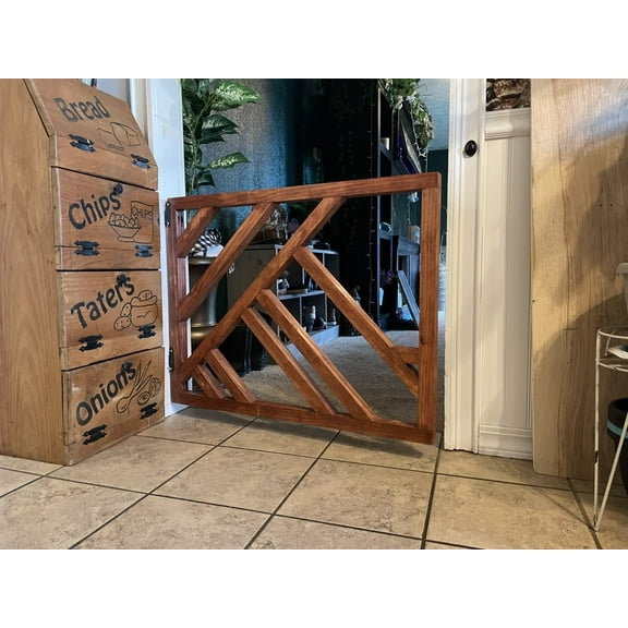 Stumps Custom Wood Stylish Geometric Design Baby/Pet Gate - Safe and Secure Home Protection 41-43 Inches Height x 27-29 Inches Width
