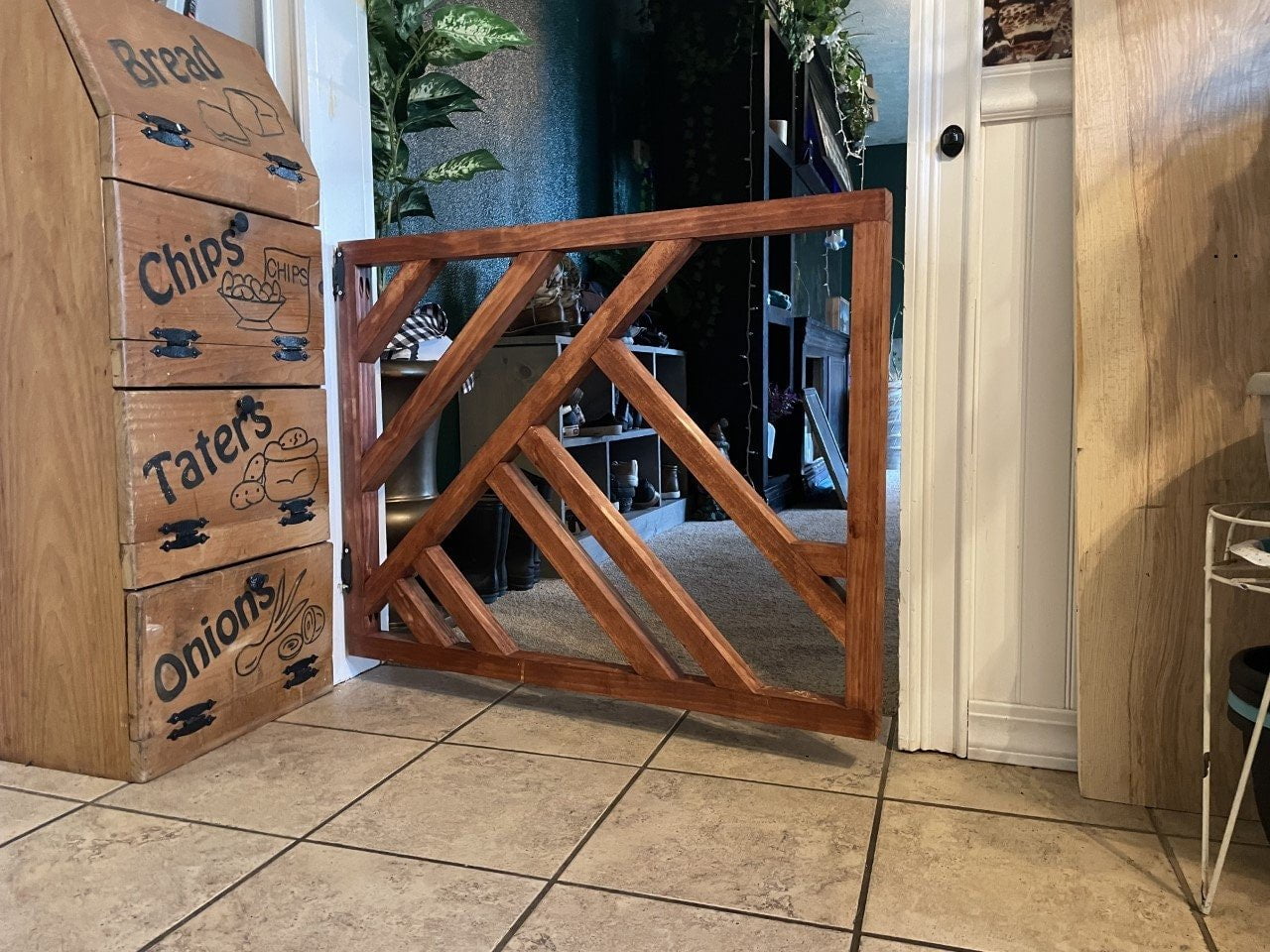 Stumps Custom Wood Stylish Geometric Design Baby/Pet Gate - Safe and Secure Home Protection 53-55 Inches Height x 51-52 Inches Width