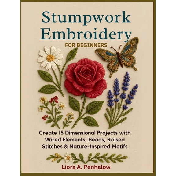 Stumpwork Embroidery for Beginners: Create 15 Dimensional Projects with Wired Elements, Beads, Raised Stitches & Nat, (Paperback)