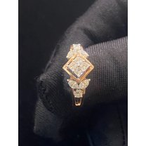 Stunning 0.86 Cts Princess Marquise Pear Diamonds Anniversary Ring In Hallmark 14K Rose Gold