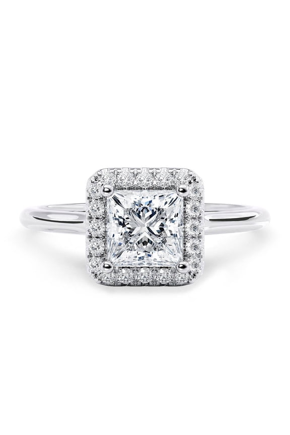 Stunning 1.5 Ct Princess Moissanite Ring for Women 14K White Gold Plated Silver