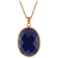 thumbnail image 1 of Gem Stone King Stunning 1 inch Jadelite Faceted Blue Color Oval Pendant with 18 inches Chain, 1 of 3