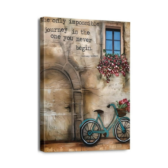 Stunning 12x16 inch Seascape Painting Beach Wall Art & Bike Canvas Print for Contemporary Coastal Bathroom Decor