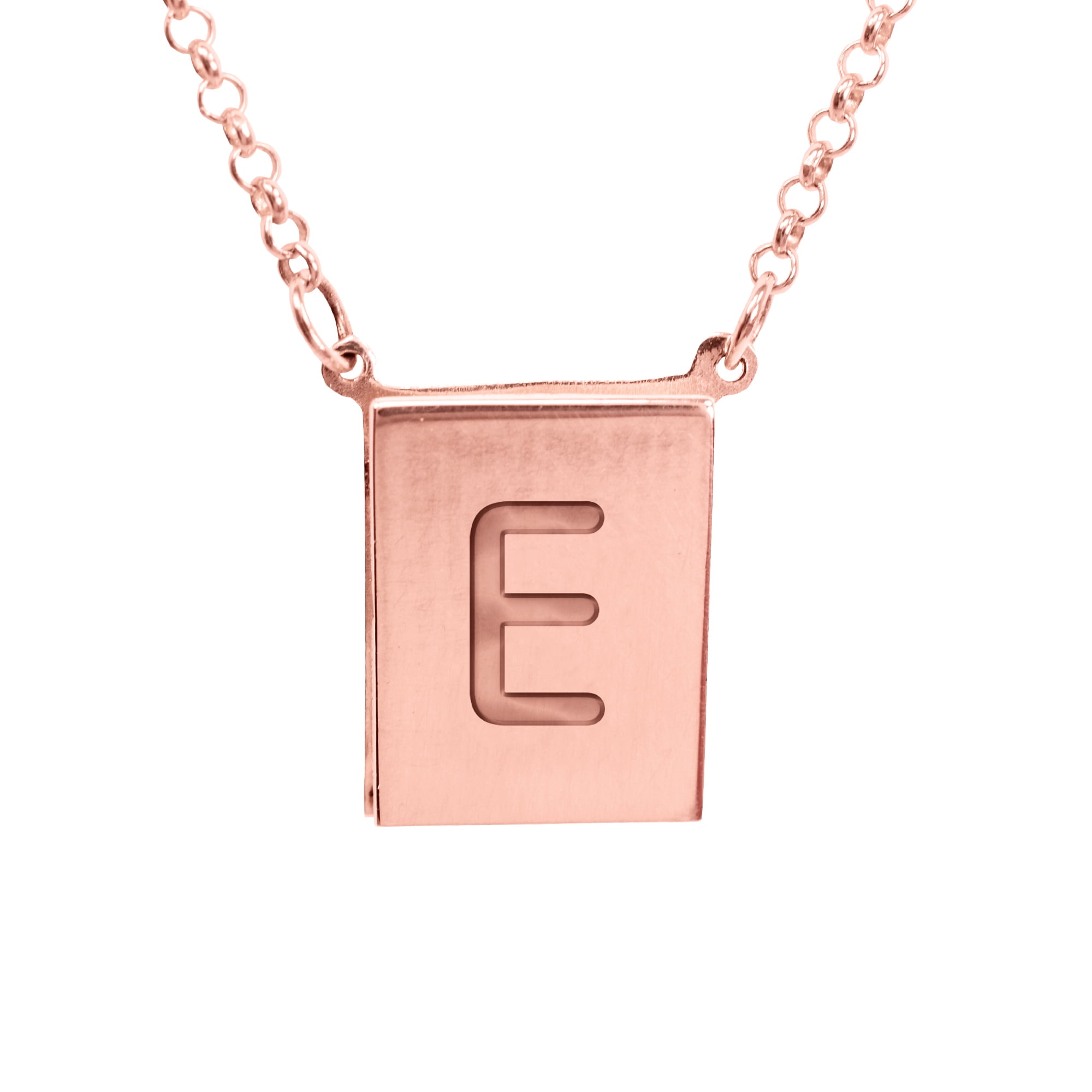 Stunning 14K Pink Gold Plated Sterling Silver Initial E Necklace