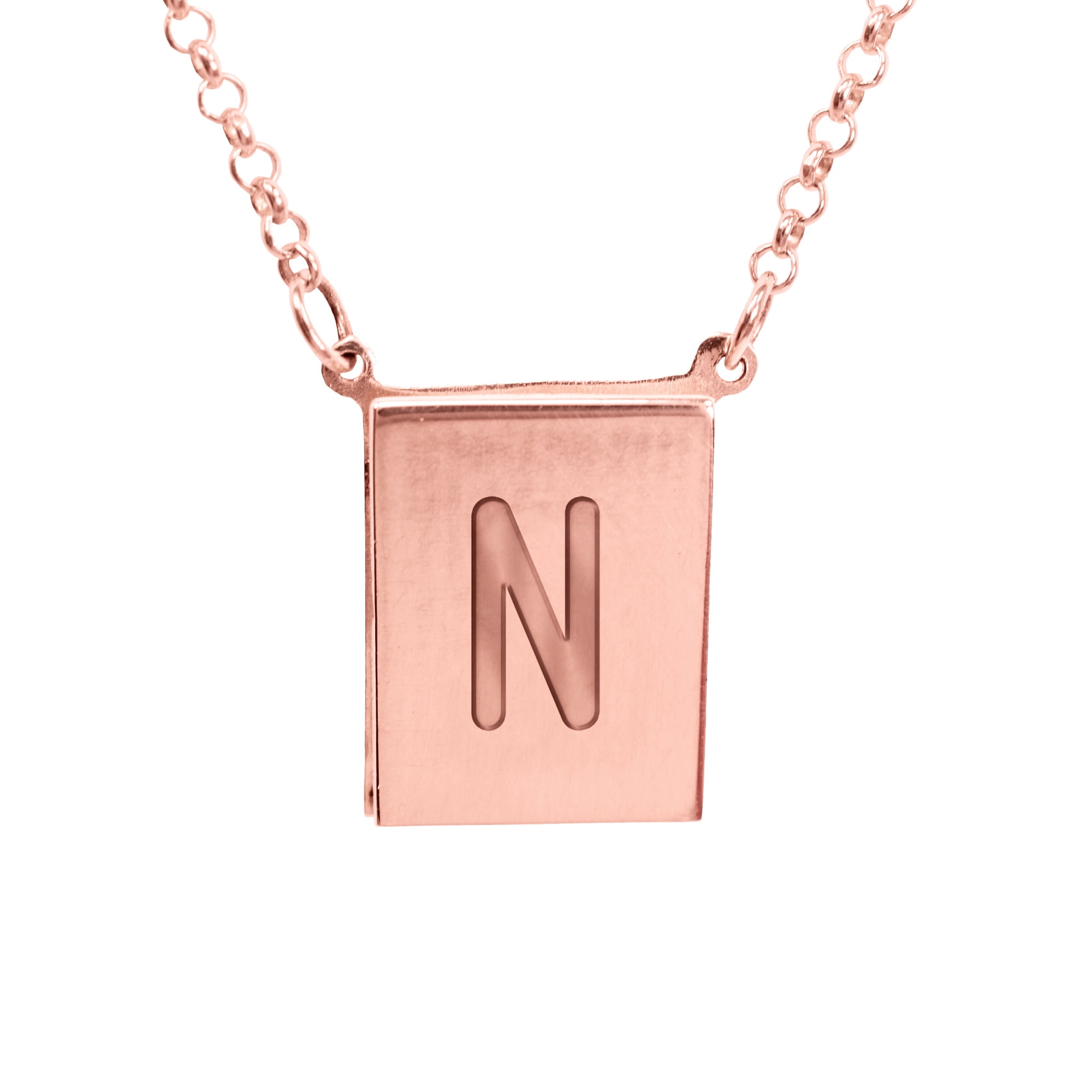 Stunning 14K Pink Gold Plated Sterling Silver Initial Necklace