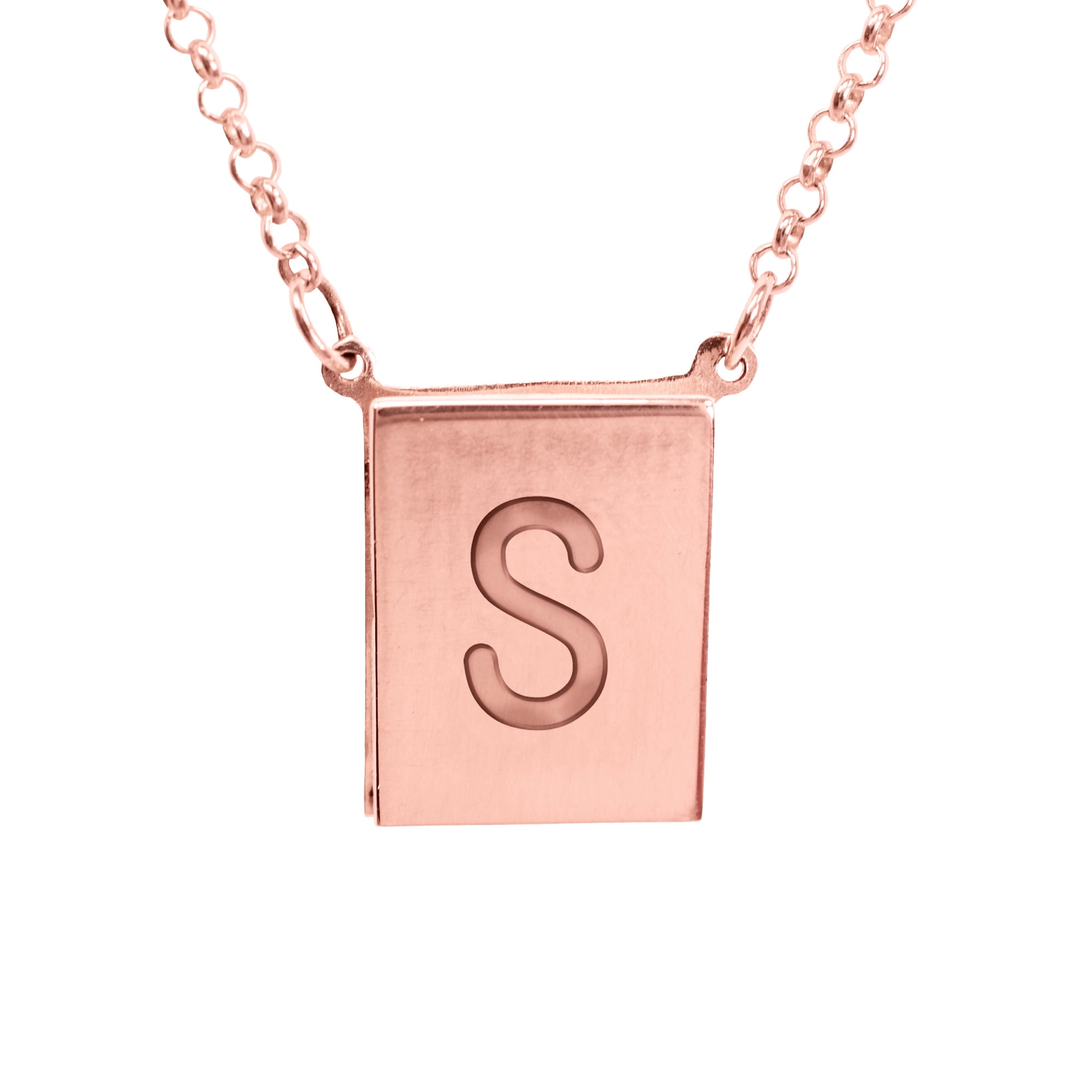 Stunning 14K Pink Gold Plated Sterling Silver Initial S