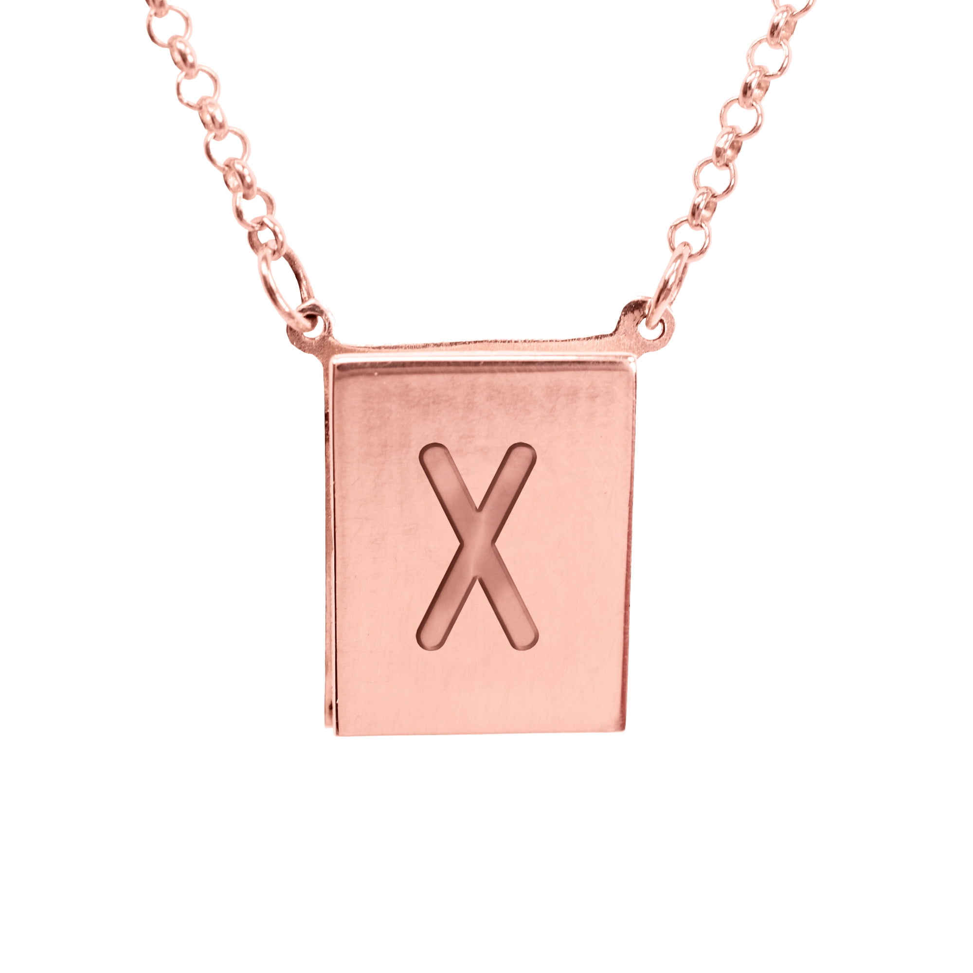 Stunning 14K Pink Gold Plated Sterling Silver Initial X