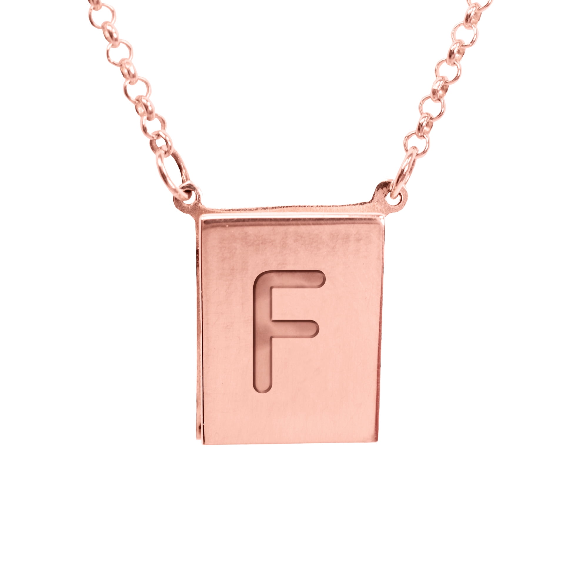 Stunning 14K Rose Gold Plated Sterling Silver Initial F Necklace