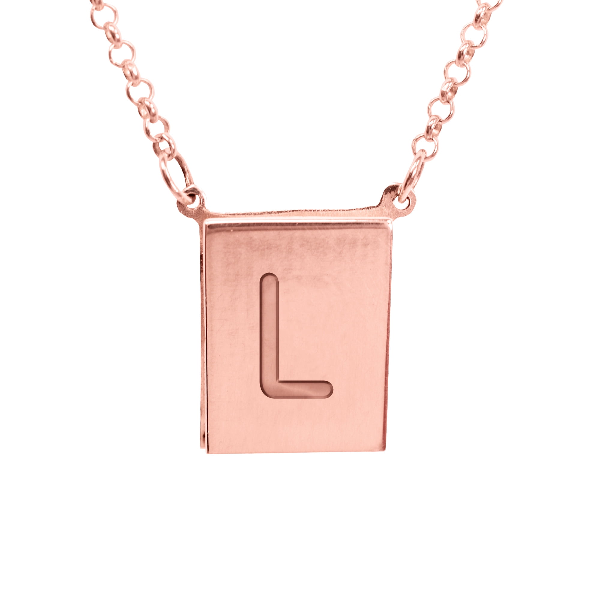 Stunning 14K Rose Gold Plated Sterling Silver Initial L Necklace