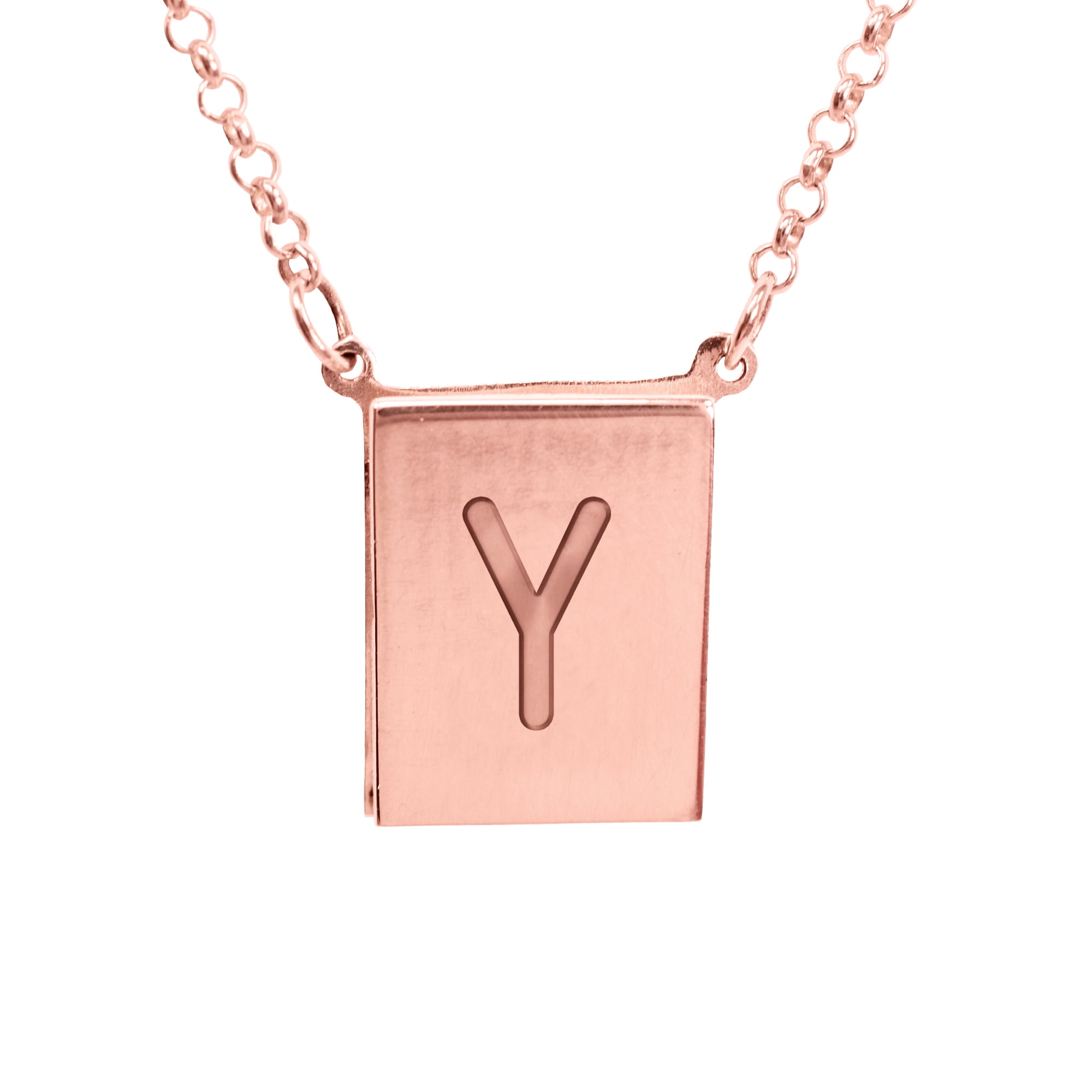 Stunning 14K Rose Gold Plated Sterling Silver Initial Y Necklace