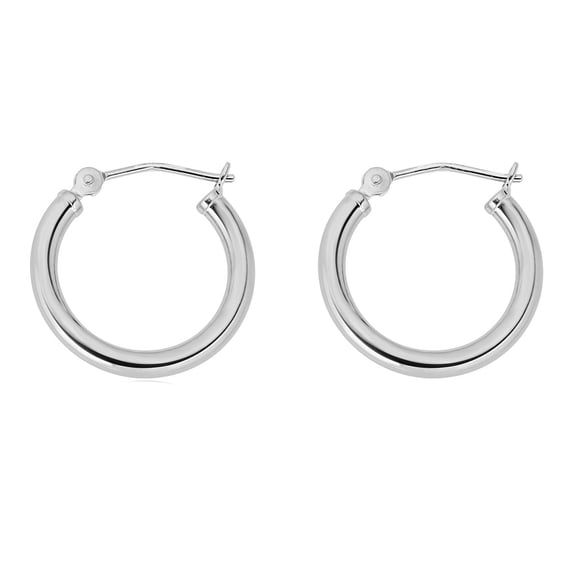 Stunning 14K White Gold Plated Silver Hoop Earrings for Women, 16 MM Diameter