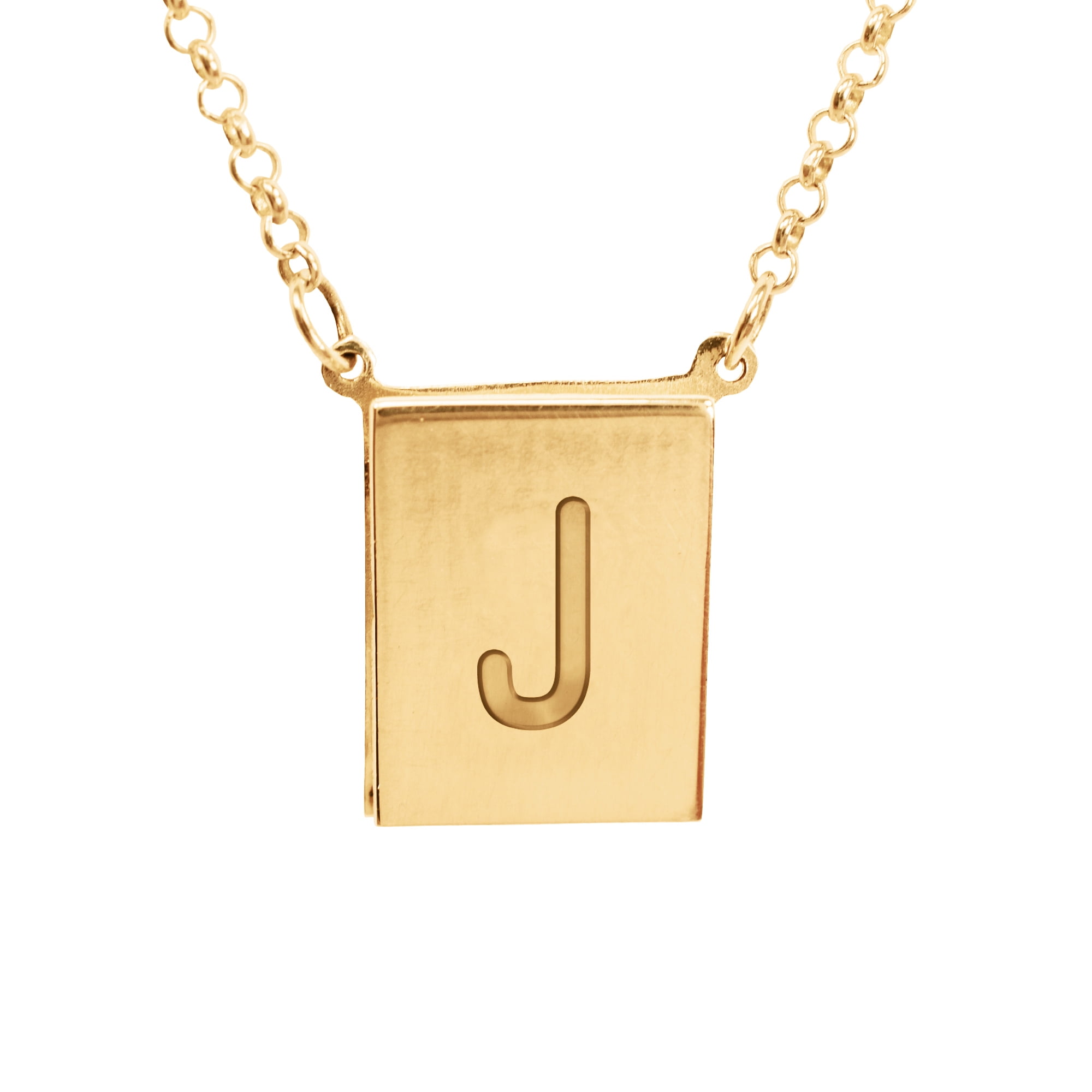 Stunning 14K Yellow Gold Plated Sterling Silver Initial J Necklace