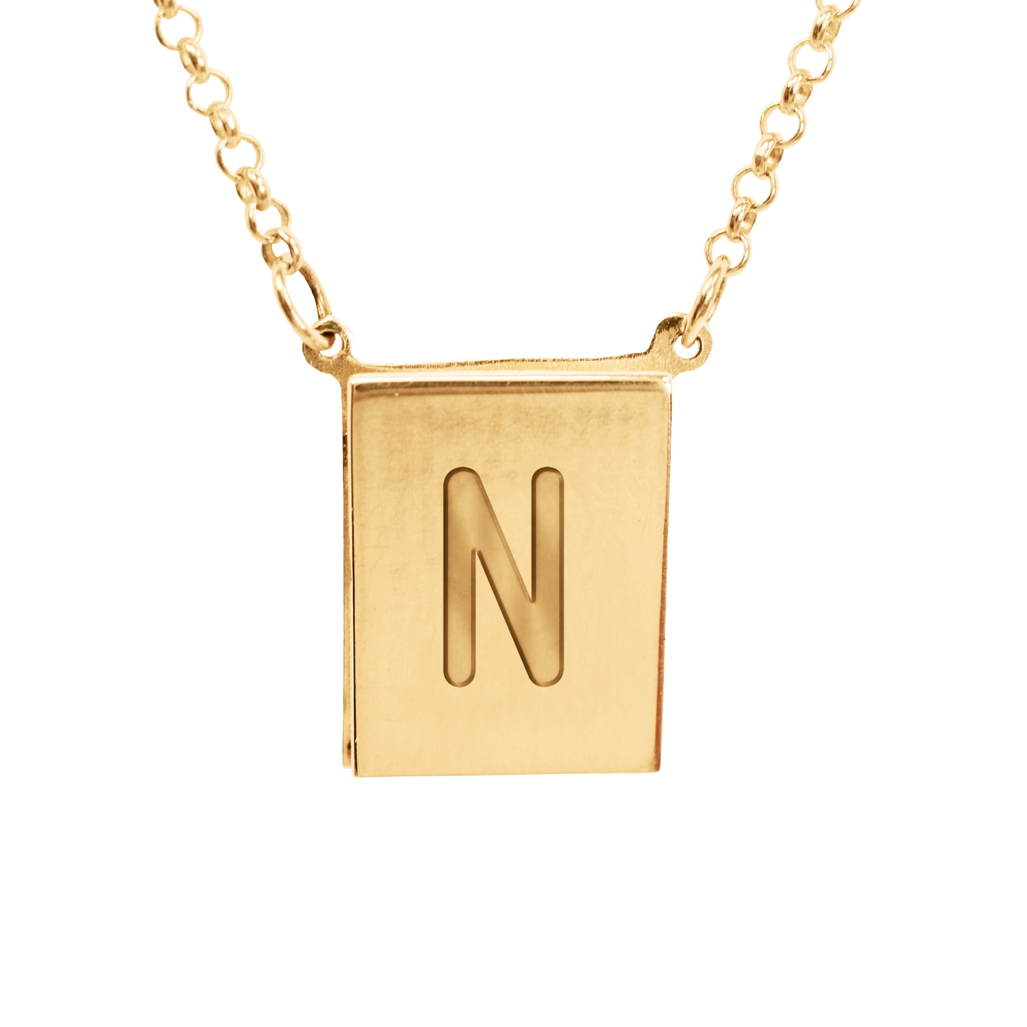 Stunning 14K Yellow Gold Plated Sterling Silver Initial N Necklace