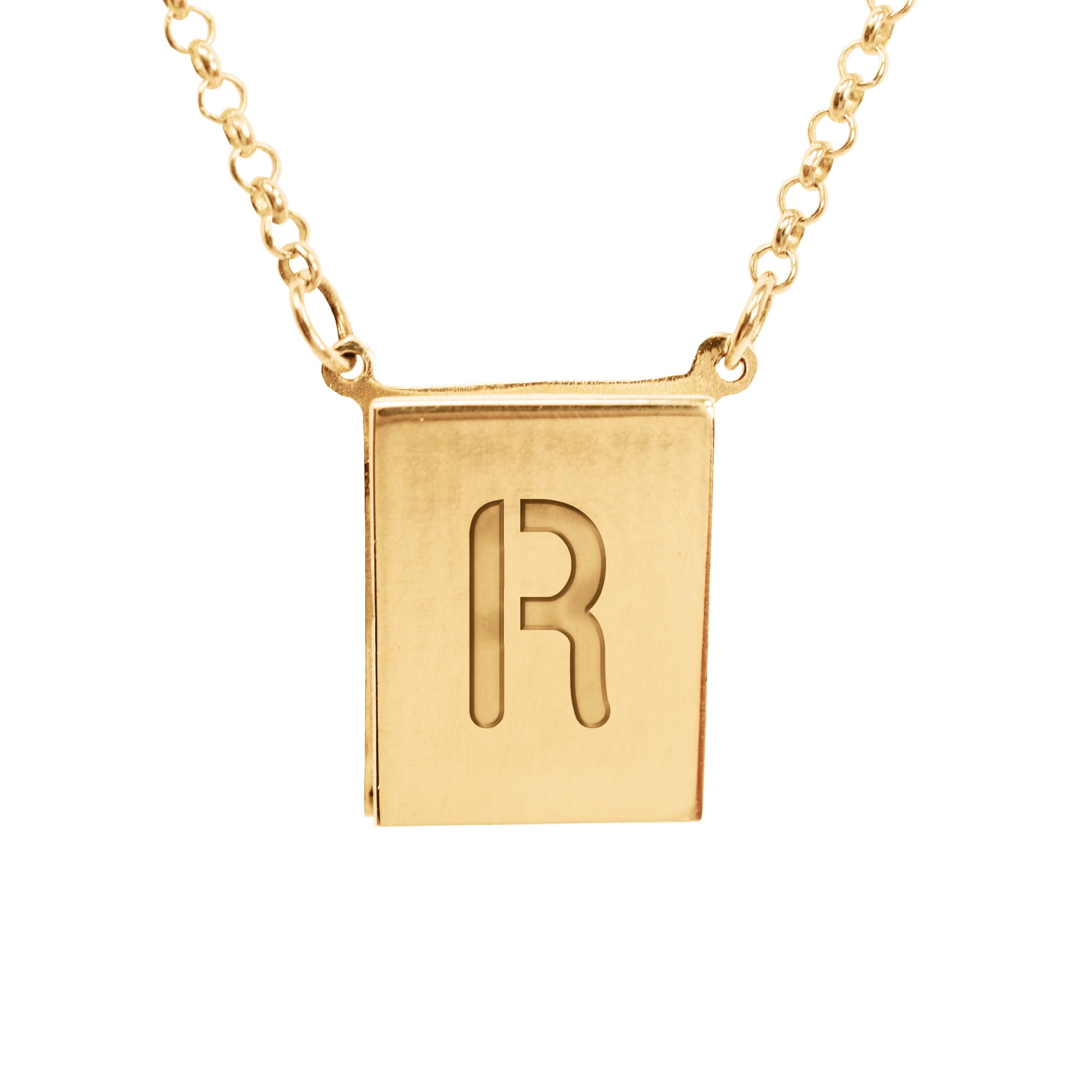 Stunning 14K Yellow Gold Plated Sterling Silver Initial R Necklace