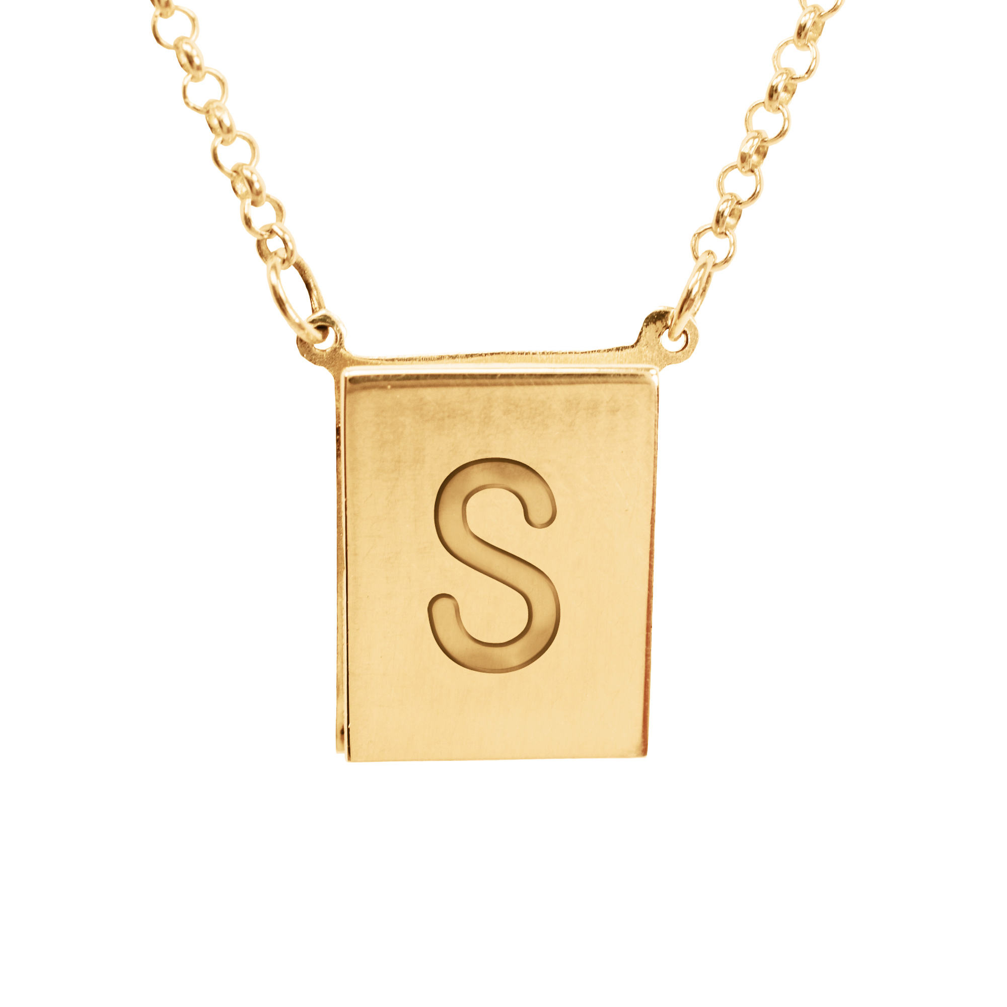 Stunning 14K Yellow Gold Plated Sterling Silver Initial S Necklace