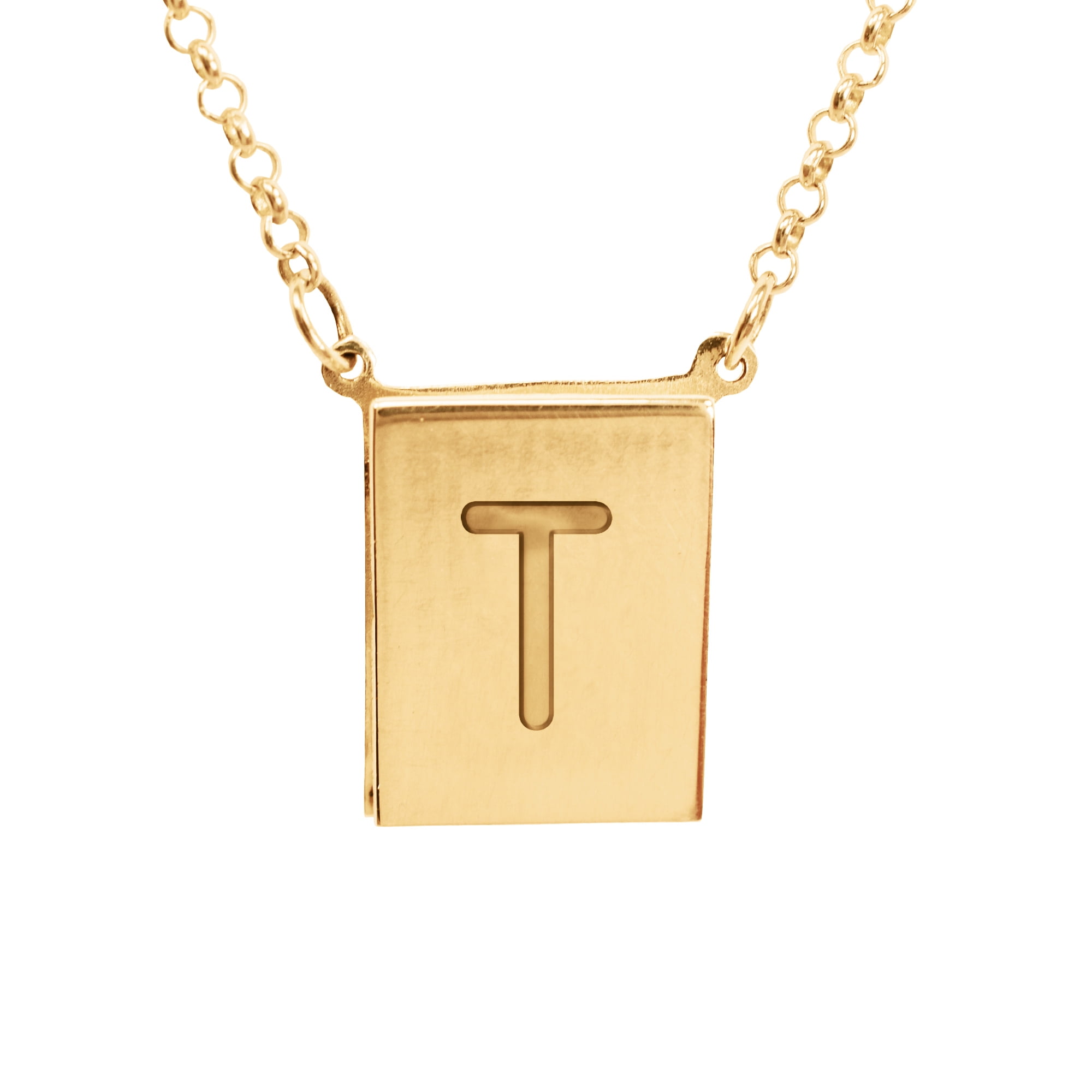 Stunning 14K Yellow Gold Plated Sterling Silver Initial T Necklace