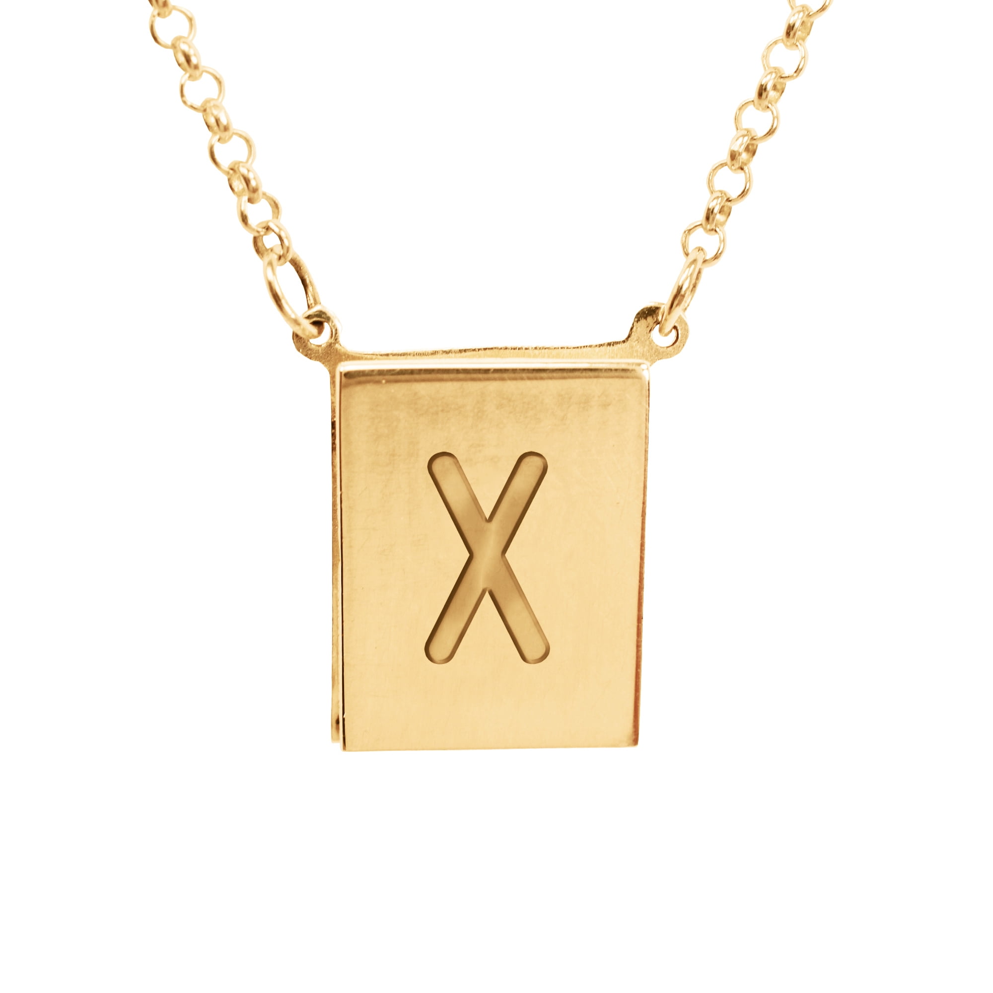 Stunning 14K Yellow Gold Plated Sterling Silver Initial X Necklace