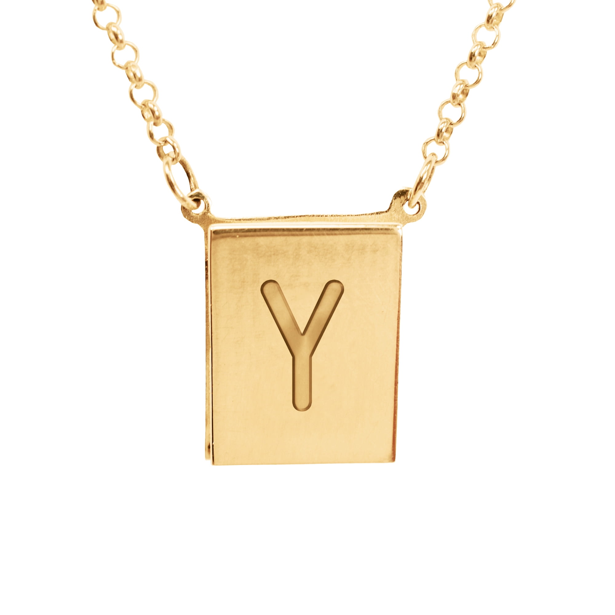 Stunning 14K Yellow Gold Plated Sterling Silver Initial Y Necklace