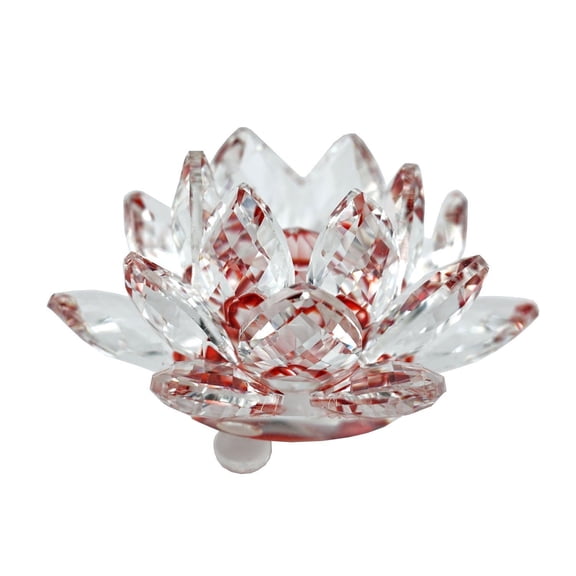 Stunning 3.5" Clear & Red Hue Reflect Crystal Lotus Home Decor Gift EHD