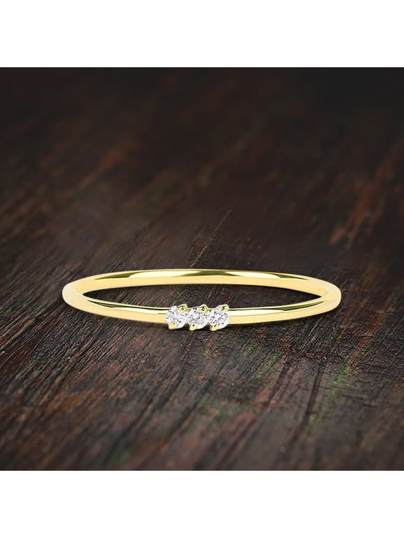 Stunning 3 Stone Moissanite Diamond Engagement Ring Stackable Ring Promise Ring on Solid 10k Gold