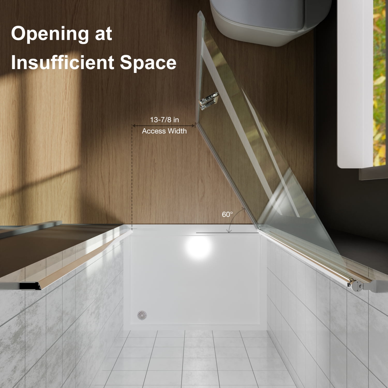 Stunning 3233.5 inch Wide x 72 inch High Frameless Pivot Shower Door