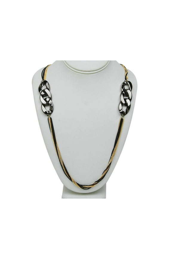 Stunning 38 inches Link Chain Symbols Yellow and Black Color Multi Chain Necklace 38 inch