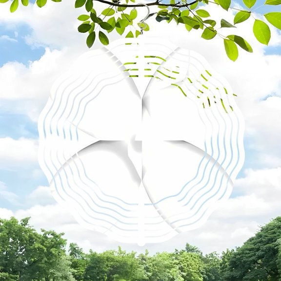 Stunning 3D Metal Hanging Wind Spinner - Circular Sun/Flower Design with Radiating Curved Lines Perfect for Yard & Garden Decor