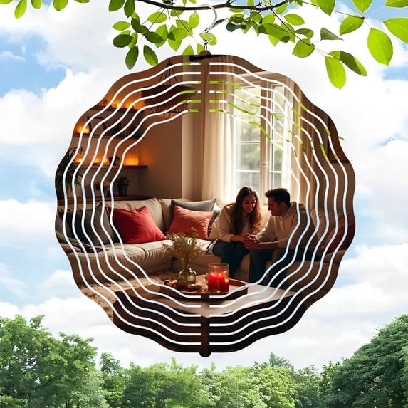 Stunning 3D Metal Hanging Wind Spinners - Unique Spiral Design Wind Chimes for Yard & Garden Decor Eye-Catching Patterns Perfect for Outdoor Spaces