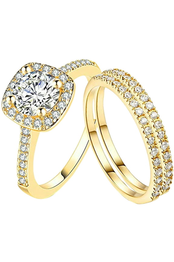 Stunning 3pcs Rings Set for Women - Zircon Stacking Promise Fashion Wedding Bridal Rings 3PCS