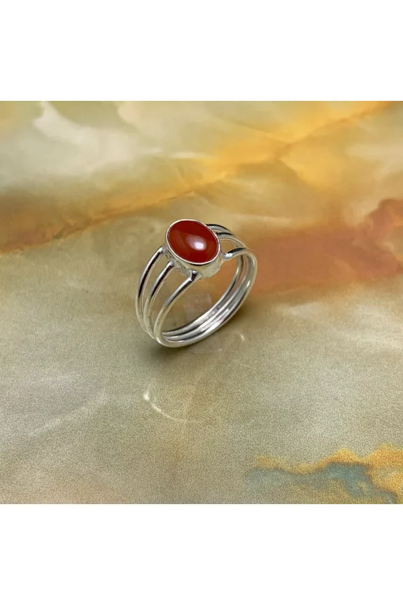 Stunning 925 Sterling Silver Ring with Red Onyx Gemstone Handmade Jewelry