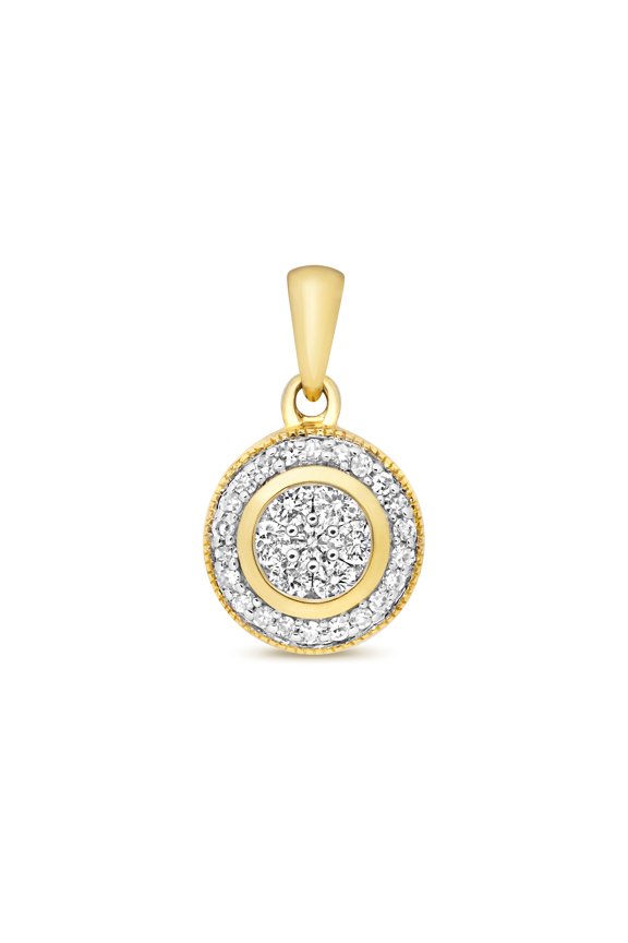 Stunning 9k Gold Women Diamond Pendant Brilliant Cut 0.25 Carat H - I1 - 15mm*9mm