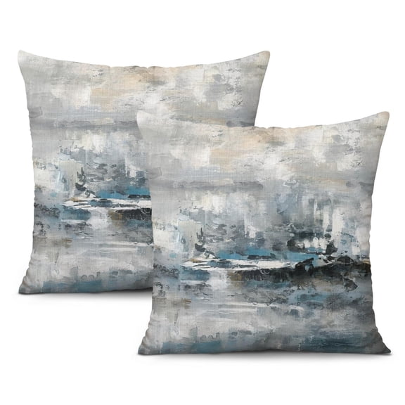 Stunning Abstract Art Throw Pillow Covers: 20x20 Inch Set of 2, Modern Home Art Decor for Cushion, Couch, Sofa in Blue - Perfect For Bedroom and Living Room