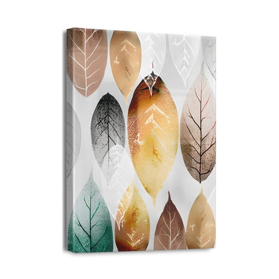Stunning Abstract Leaves Canvas Wall Art, 12X16in - Enhance Family Wall Decorations in Living Room, Bedroom, Kitchen, Dining Room - Office Artwork