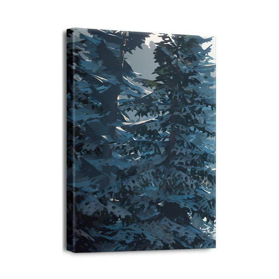 Stunning Abstract Mountain Forest Landscape - 12x16 Framed Canvas Art Perfect for Living Room or Bedroom Wall Decor