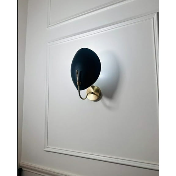 Stunning Black Curved Handmade Brass Wall Sconce - Modern Mid-Century Light Fixture - New Year & Christmas Decor - Gift