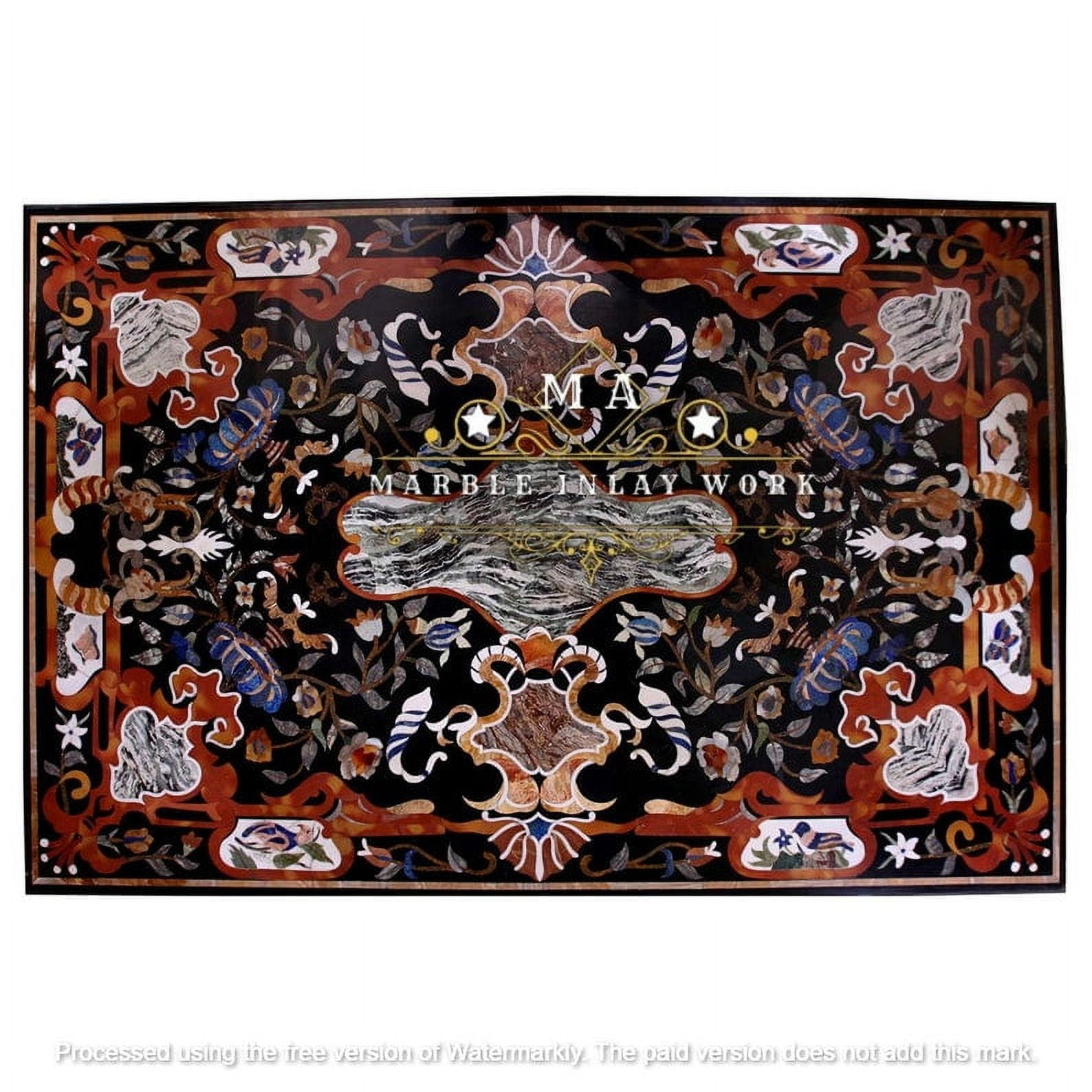 Pietra Dura Plateau de table en marbre incrusté de pierres