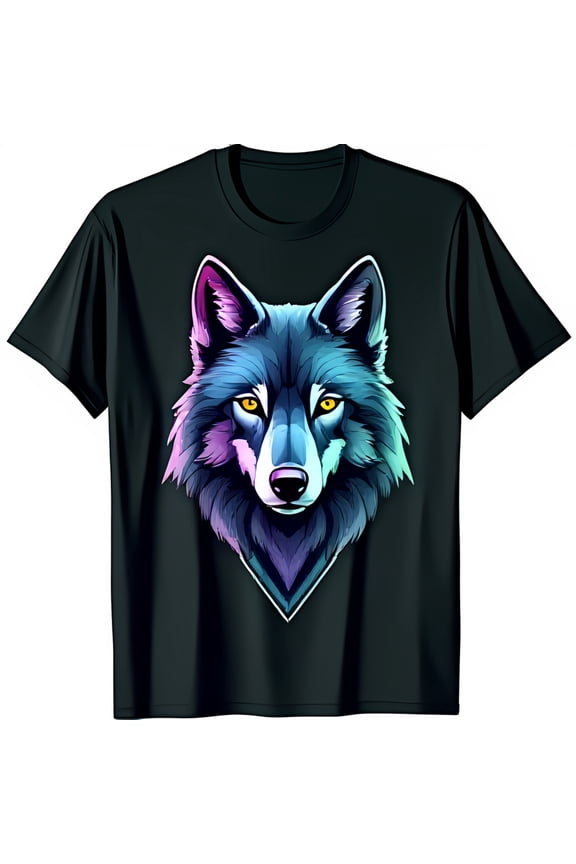 Stunning Black T-Shirt with Eye Catching Head Graphic in Blue