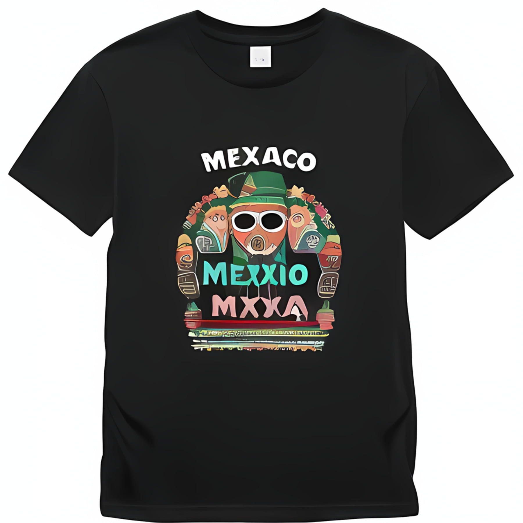 Stunning Black T-Shirt with Vibrant Mexican Culture Graphic A Fusion of 