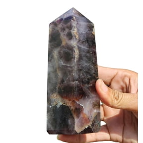Stunning Blue Amethyst Point Statue Crystal 4 Faceted Tower for Healing Stone & Spiritual Home Decor, Sacred Crystal Gift Chakra Balancing, Serene Energy Enhancer for Yoga & Reiki 140mm / 630gm