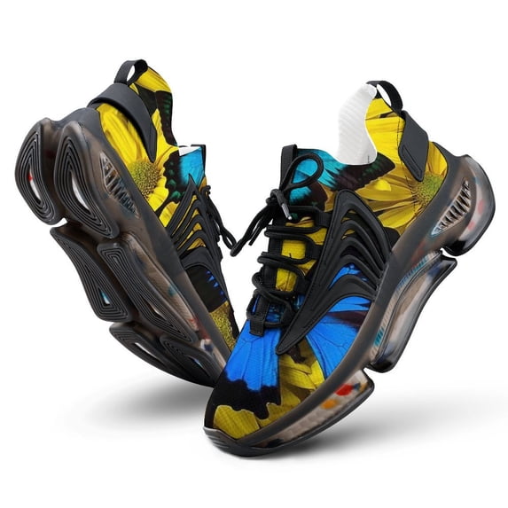 Stunning Blue Butterfly On Sunflowers Walking Shoes for Men Woman Lightweight Tennis Fashion Elastic Sports Shoes Cushion Basketball Shoes