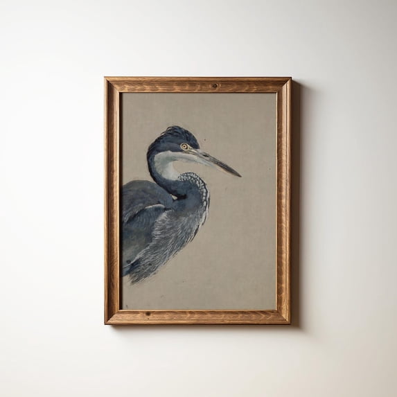 Stunning Blue Heron Wall Art, Vintage Cottage Core Decor Wall Art, Gallery Wall Print, Printed And Shipped Poster Decor, Stretched Canvas Size 16x24