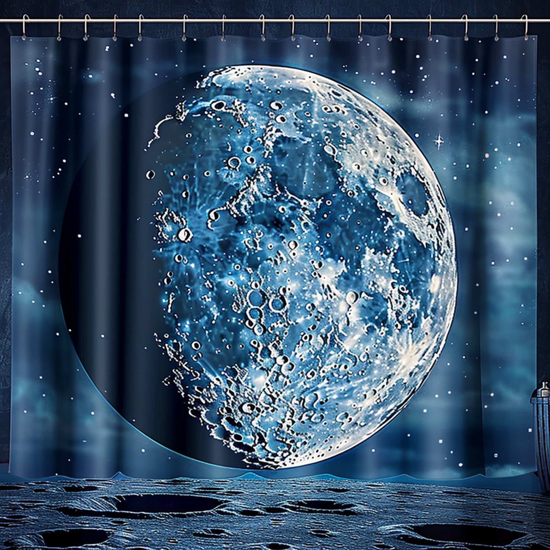 Stunning Blue Moon Space Scene Set Ultra Realistic Hyper Detailed ...